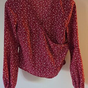 balloon sleeve wrap blouse floral